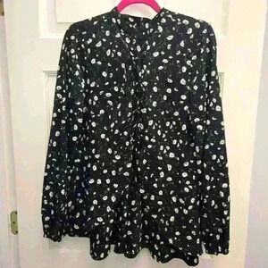 Lane Bryant Long Floral Lace Up Peplum Long sleeve Blouse,Size 14